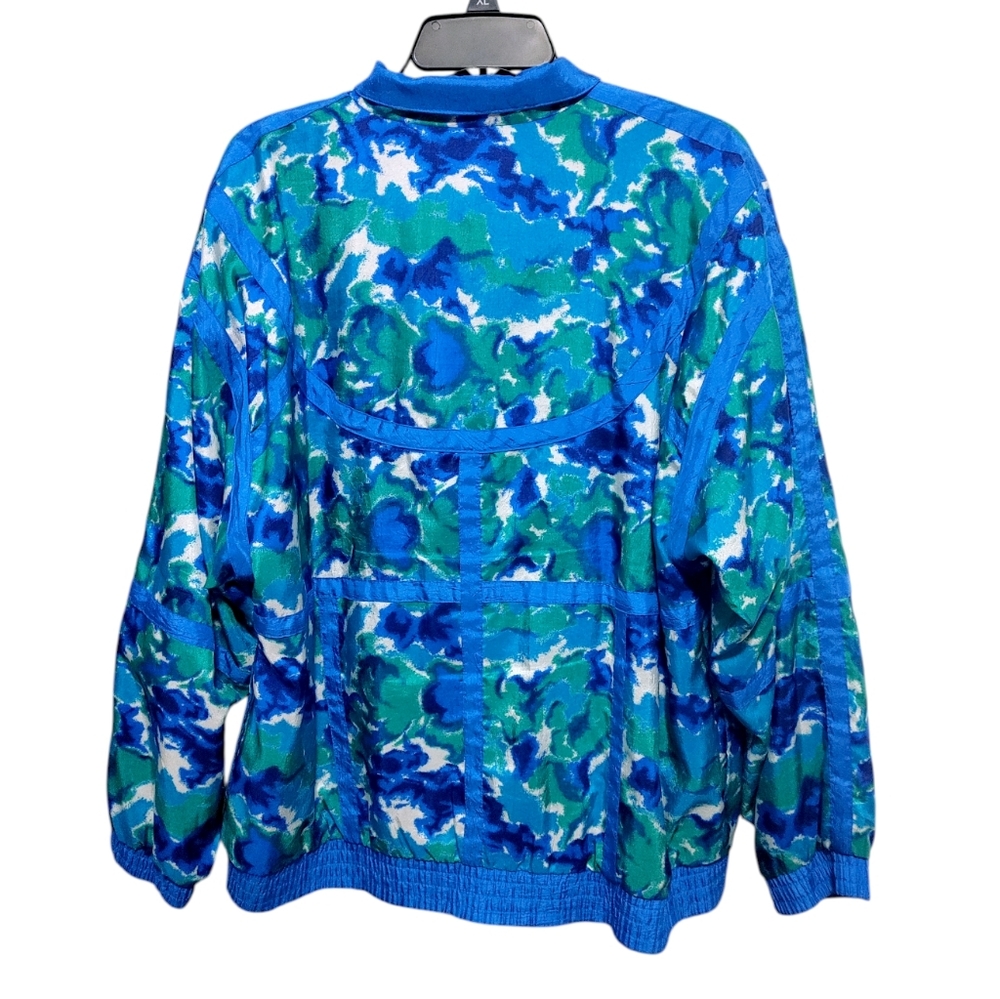 Vintage Lavon Blue Green 80s 90s Windbreak Track Jacket Women's Size Large - Picture 2 of 8